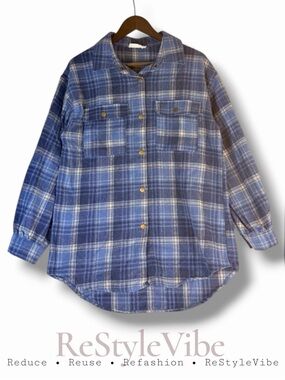 NINEXIS Women’s Size S Jacket Shirt Shacket Plaid Snap Front Closure